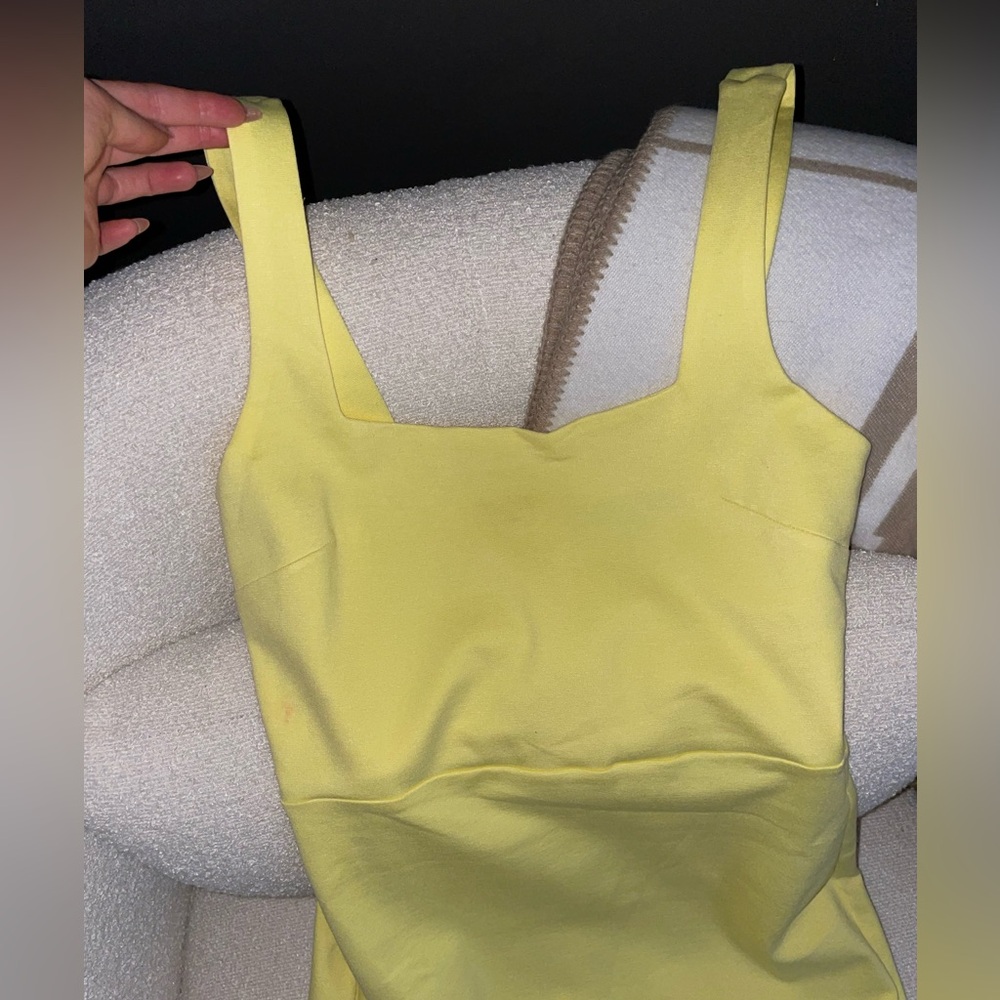 Yellow Bodycon Square Neck Tank Midi Dress - Picture 12 of 12